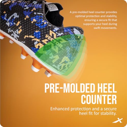 Vector X Legacy 3D Texture Imported TPU Fusing Upper with Electroplating TPU Sole Football Shoes for Men (Black-Gold,9) - Image 4