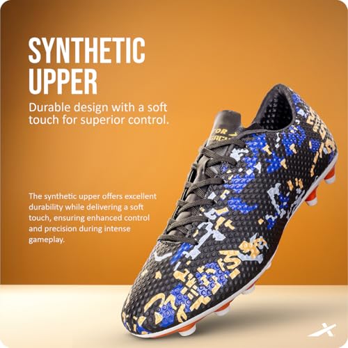 Vector X Legacy 3D Texture Imported TPU Fusing Upper with Electroplating TPU Sole Football Shoes for Men (Black-Gold,9) - Image 3