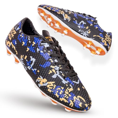 Vector X Legacy 3D Texture Imported TPU Fusing Upper with Electroplating TPU Sole Football Shoes for Men (Black-Gold,9) - Image 1