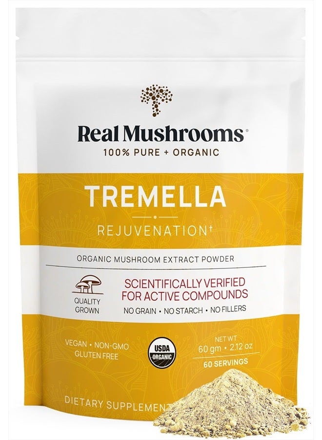 Real Mushrooms Tremella Mushroom Extract Powder (60 Servings) Mushroom Blend for Immune Support, Brain, and Skin - Vegan, Non-GMO, Organic Mushroom Supplements for Humans - Immune Support Supplement  - Image 1