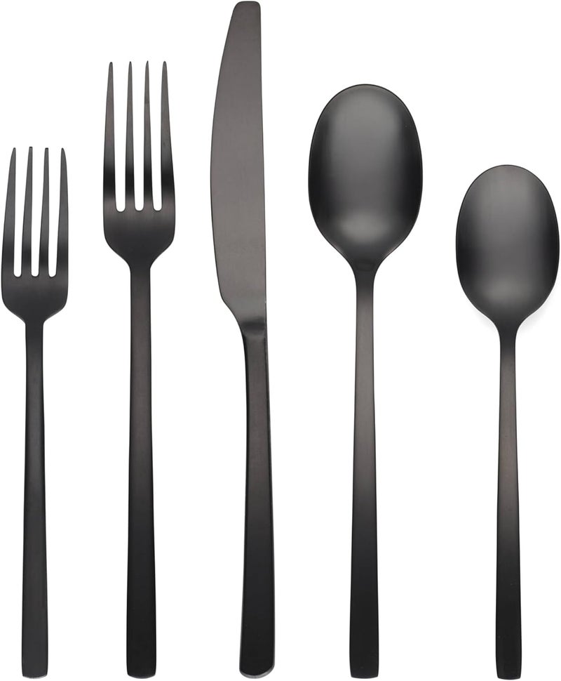 Cambridge Black Beacon Satin Piece Flatware Set 45 Count - Image 1
