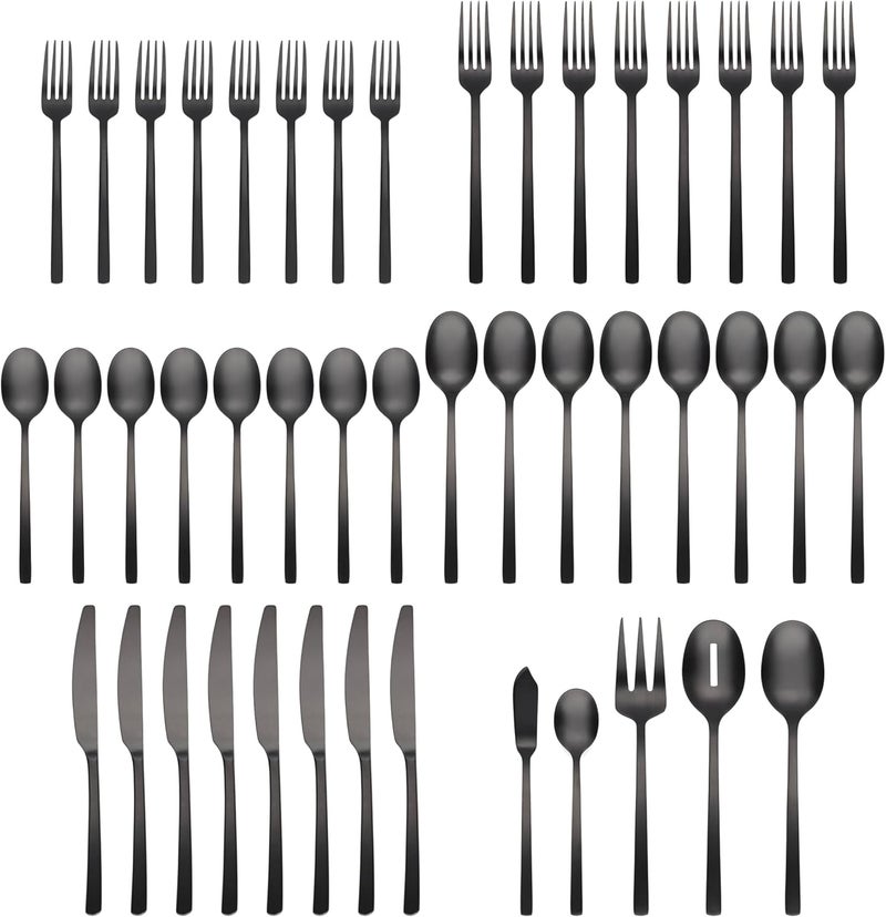 Cambridge Black Beacon Satin Piece Flatware Set 45 Count - Image 2
