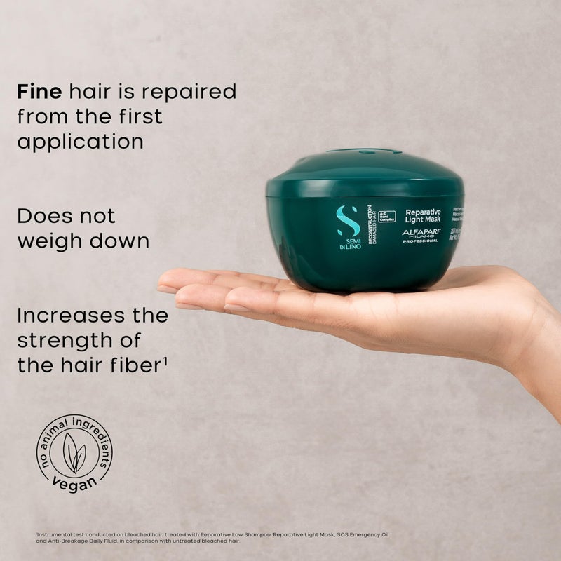 Alfaparf Milano قناع الشعر الترميمي الخفيف من ألفابارفي ميلانو - قناع عميق آمن للألوان - إصلاح الشعر التالف - قناع إعادة هيكلة للشعر الناعم - تركيبة نباتية (6.88 أونصة)  - Image 3