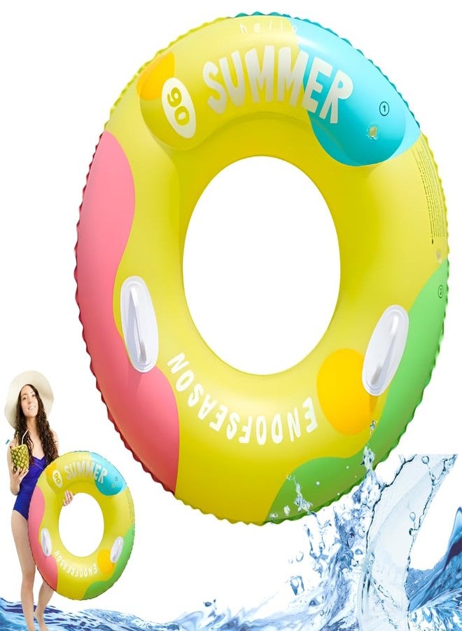 Jukusa Inflatable Swimming Ring, Heavy Duty Summer Pool Float Tube with Sturdy Handles, Colorful Adult & Kids Swim Ring for Beach, Lake & Pool Fun - Image 1