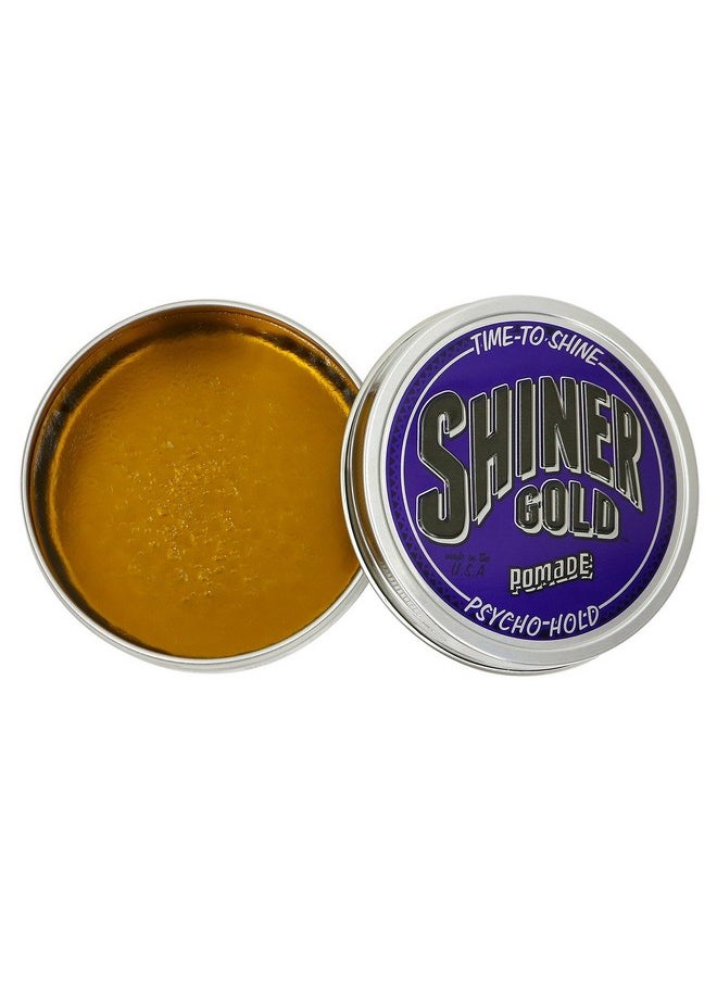 Shiner Gold Pomade - Shiner Gold Psycho Hold Pomade ; Extreme Hold ; High Shine ; Waterbased ; Coconut Scent 4Oz - Image 1