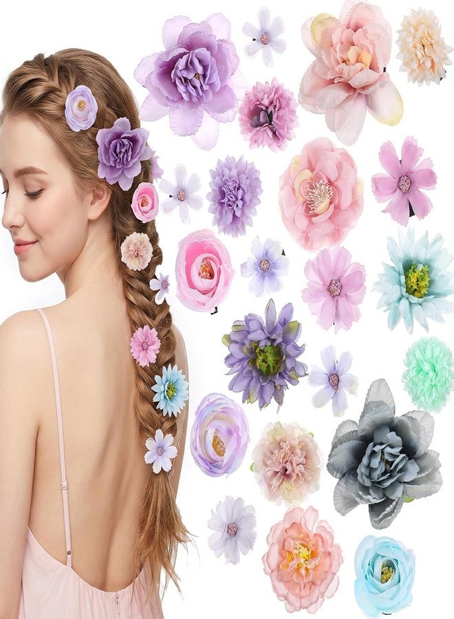 Mannikin With Device Mannikin Flower Hair Pins Set, Multicolour, Fabric, Lightweight, Wedding Bridal Hair Clips for Girls, 10 Pieces - Image 1