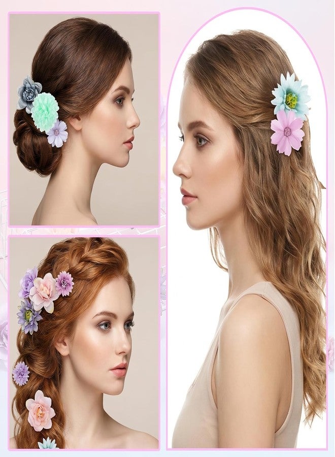 Mannikin With Device Mannikin Flower Hair Pins Set, Multicolour, Fabric, Lightweight, Wedding Bridal Hair Clips for Girls, 10 Pieces - Image 5