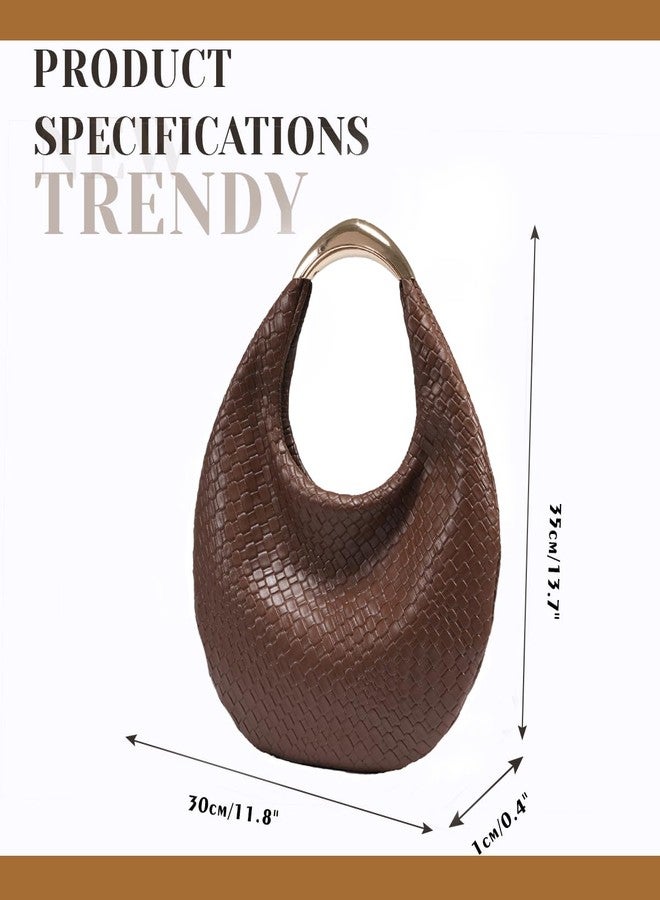 PHILOMENA Women's Braided Leather Hobo Bag, Handmade Woven Top Handle Shoulder Handbag Lightweight & Stylish Underarm Purse (Coffee) - Image 4