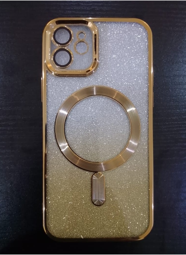 Undefined 4-In-1 Back Protection Cover For IPhone 12 With Camera Protector, Wireless Charging And Sugar Sticker, Gold Color 