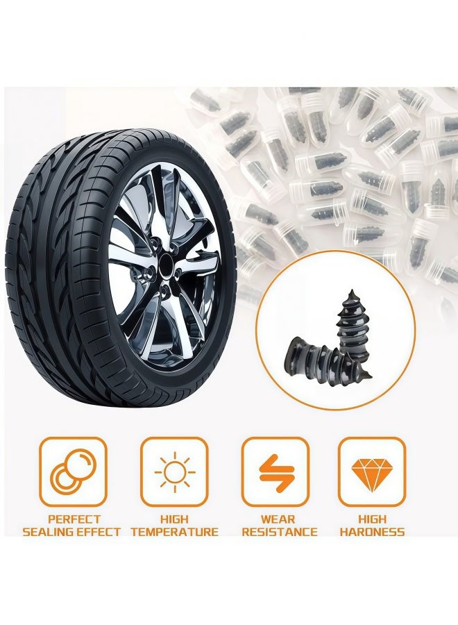 50 Pcs Tire Repair Rubber Nail Screws,Self-Service Fast Tire Puncture Repair Tool Kit,2 Sizes Universal Tire Plug Kit for Car Motorcycle Truck Jeep and Bicycle - Image 3