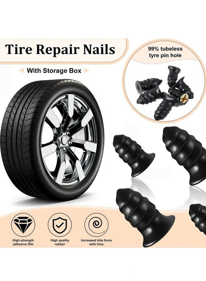 50 Pcs Tire Repair Rubber Nail Screws,Self-Service Fast Tire Puncture Repair Tool Kit,2 Sizes Universal Tire Plug Kit for Car Motorcycle Truck Jeep and Bicycle - Image 5