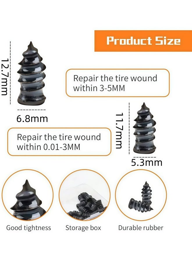 50 Pcs Tire Repair Rubber Nail Screws,Self-Service Fast Tire Puncture Repair Tool Kit,2 Sizes Universal Tire Plug Kit for Car Motorcycle Truck Jeep and Bicycle - Image 2