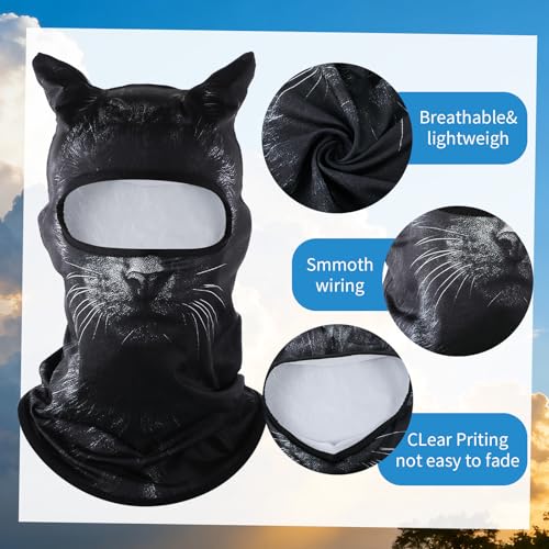 Chicingyou 3D Black Cat Ski Mask Balaclava with Ears Cat Sheisty Face Cover for Music Halloween Party Outdoor Activities - Image 3