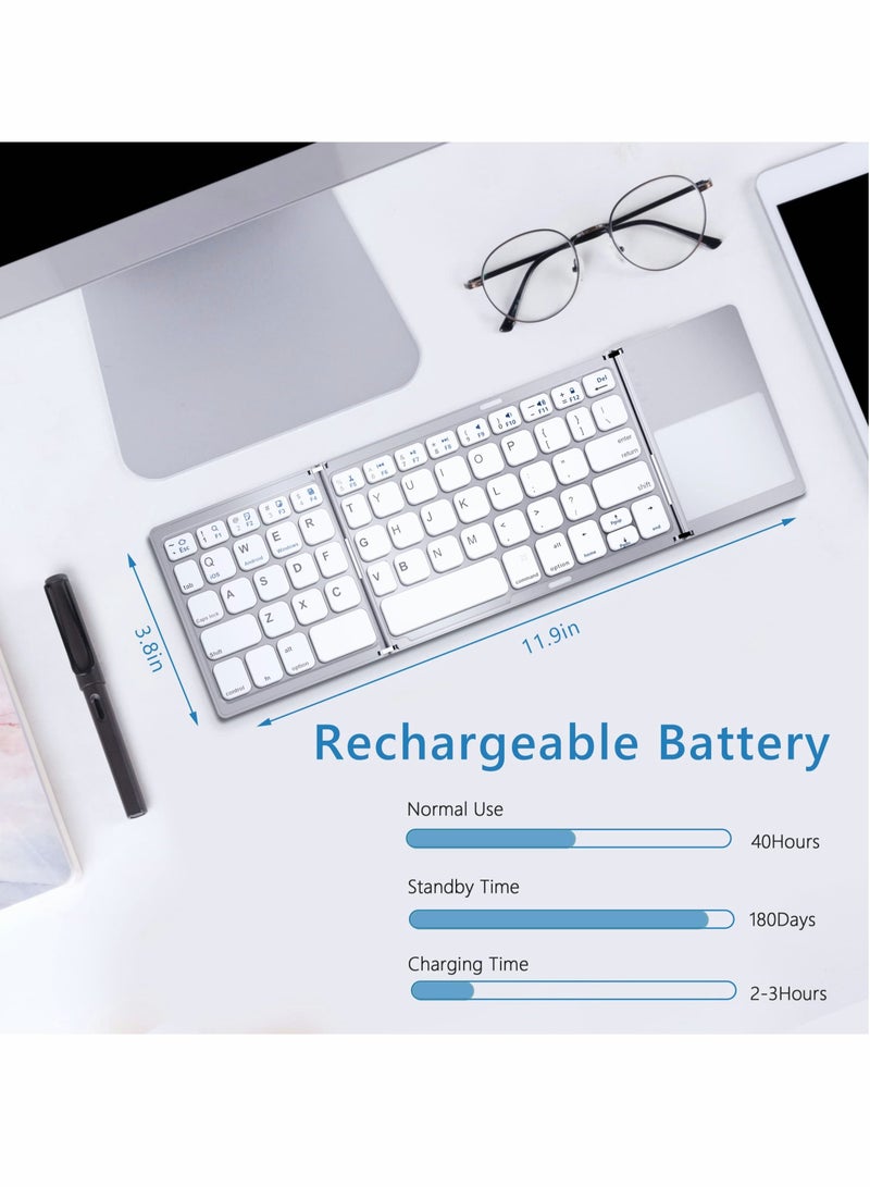 Excefore Foldable Bluetooth Keyboard, Wireless Bluetooth Keyboard with Touchpad - Image 5