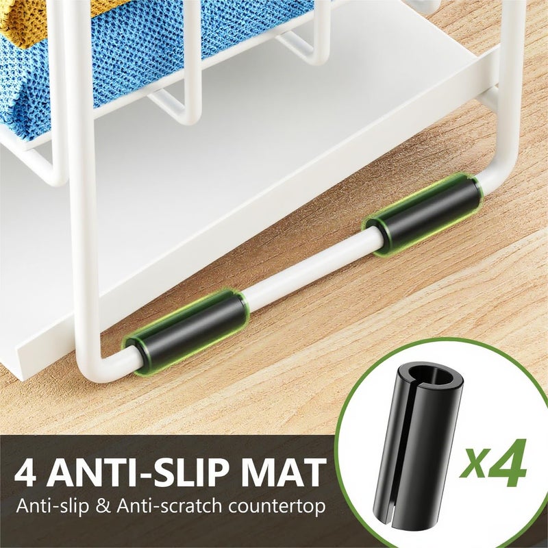Cisily White 2-Tier Kitchen Sink Caddy Organzier Rack with Flexible Dish Brush Holder, Sponge Holder for Kitchen Sink Countertop Organization Storage,Home Decor Accessories - Image 5