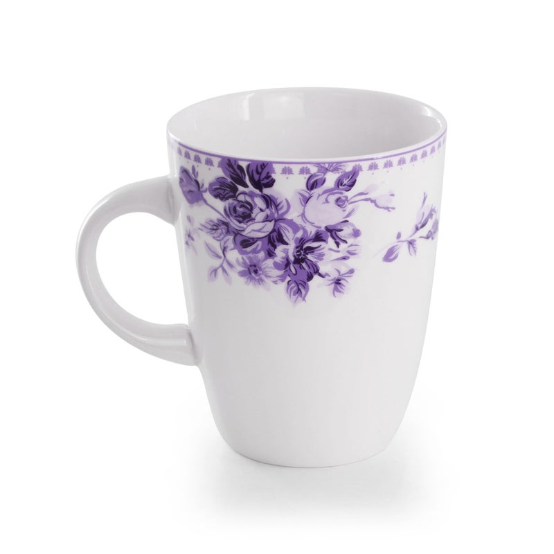 Elama Traditional Rose 16 Piece Porcelain Dinnerwar/Tableware Set, Service for 4 (Purple) - Image 5
