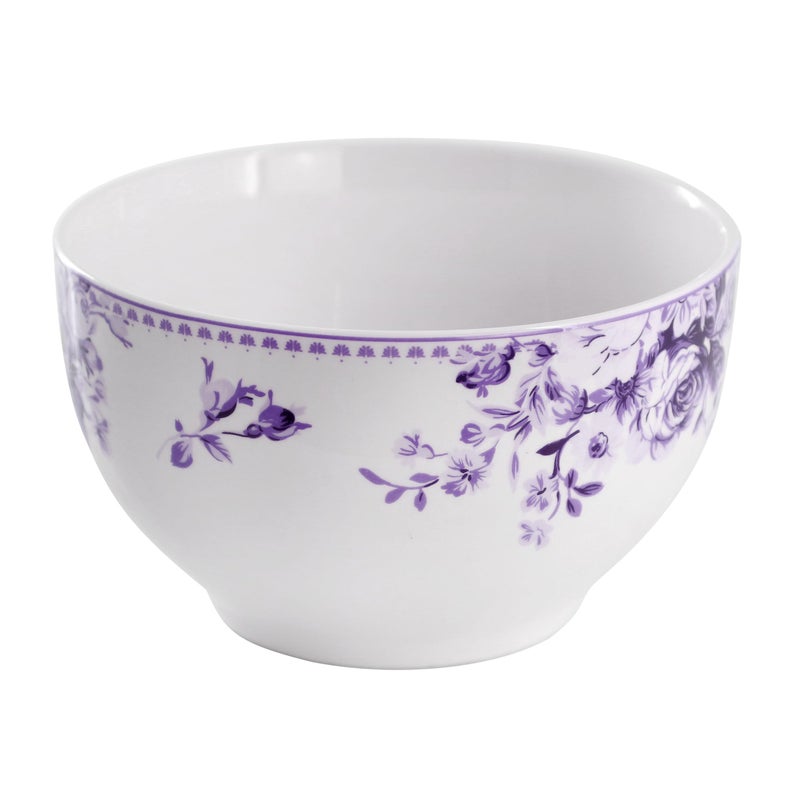 Elama Traditional Rose 16 Piece Porcelain Dinnerwar/Tableware Set, Service for 4 (Purple) - Image 4