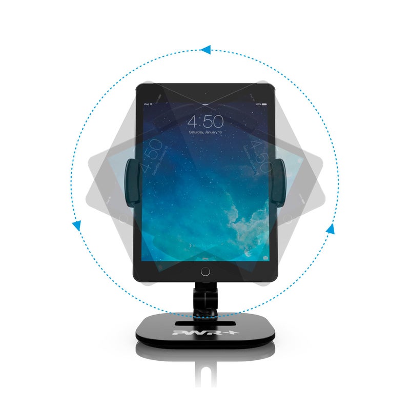 PWR+ Tablet Stands and Holders Adjustable: Tablet Cell Phone Holder 360 Degree Swivel Angle Rotation for 4 to 11 inches Tab Phone iPad Samsung Galaxy Perfect POS Kitchen Bedside Office Table Reception - Image 4