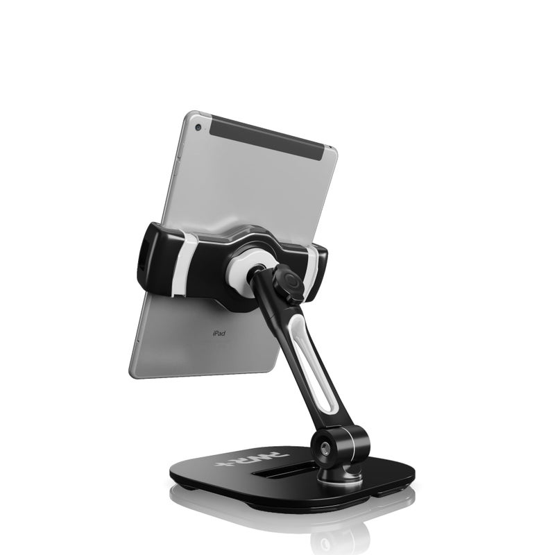PWR+ Tablet Stands and Holders Adjustable: Tablet Cell Phone Holder 360 Degree Swivel Angle Rotation for 4 to 11 inches Tab Phone iPad Samsung Galaxy Perfect POS Kitchen Bedside Office Table Reception - Image 1