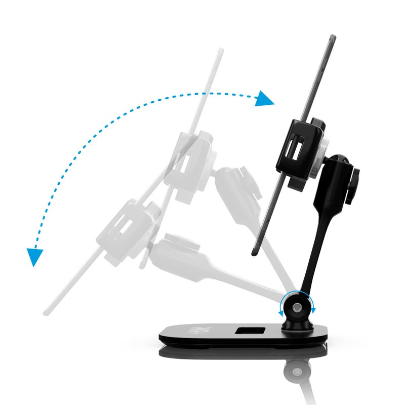 PWR+ Tablet Stands and Holders Adjustable: Tablet Cell Phone Holder 360 Degree Swivel Angle Rotation for 4 to 11 inches Tab Phone iPad Samsung Galaxy Perfect POS Kitchen Bedside Office Table Reception - Image 5