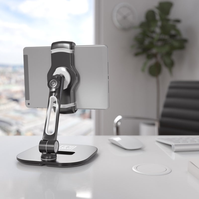 PWR+ Tablet Stands and Holders Adjustable: Tablet Cell Phone Holder 360 Degree Swivel Angle Rotation for 4 to 11 inches Tab Phone iPad Samsung Galaxy Perfect POS Kitchen Bedside Office Table Reception - Image 3