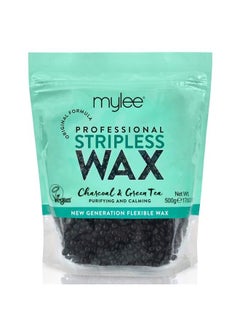 Mylee Professional Hard Wax Beads 500g, Stripless Wax Depilatory Waxing Pellets Solid Film Beans No Strip Needed, Painless Gentle Hair Removal of Full Body, Face & Bikini Line (Charcoal & Green Tea)