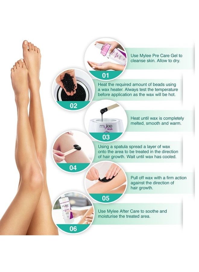 mylee - Mylee Professional Hard Wax Beads 500g, Stripless Wax Depilatory Waxing Pellets Solid Film Beans No Strip Needed, Painless Gentle Hair Removal of Full Body, Face & Bikini Line (Charcoal & Green Tea) - Image 1