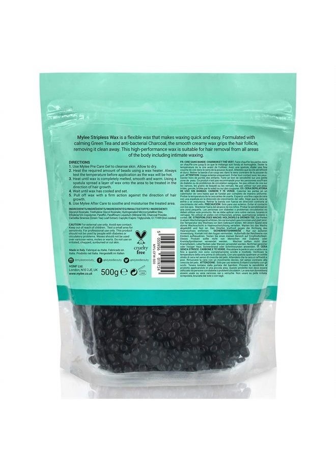 mylee - Mylee Professional Hard Wax Beads 500g, Stripless Wax Depilatory Waxing Pellets Solid Film Beans No Strip Needed, Painless Gentle Hair Removal of Full Body, Face & Bikini Line (Charcoal & Green Tea) - Image 1