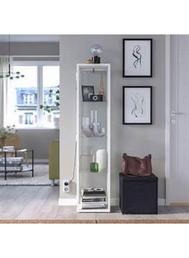 5-Tier Bamboo Display Cabinet, Modern Minimalist Clear Figures Display Case, Curio Cabinet, Glass Display Shelf, Wood Home Storage Organizer Shelf, Bookcase, Bookshelf, with Acrylic Window Door - Image 2