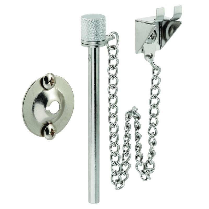 Defender Security Prime-Line U 9858 Sliding Patio Door Pin, 3/16 In. x 2-5/8 In., Steel Pin and Retaining Ring, Chrome Plated Finish (Single Pack) - Image 1