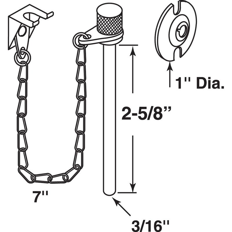 Defender Security Prime-Line U 9858 Sliding Patio Door Pin, 3/16 In. x 2-5/8 In., Steel Pin and Retaining Ring, Chrome Plated Finish (Single Pack) - Image 2
