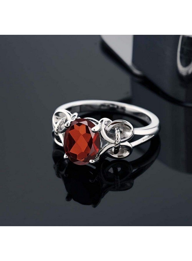 GEM STONE KING خاتم من الفضة الإسترلينية 925 مع حجر العقيق الأحمر للنساء (2.13 قيراط بيضاوي 9X7 مم متوفر بأحجام 5، 6، 7، 8، 9) - Image 4