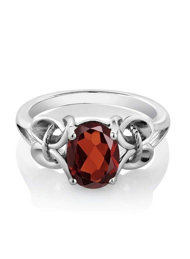 GEM STONE KING خاتم من الفضة الإسترلينية 925 مع حجر العقيق الأحمر للنساء (2.13 قيراط بيضاوي 9X7 مم متوفر بأحجام 5، 6، 7، 8، 9) - Image 3