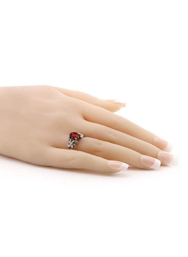 GEM STONE KING خاتم من الفضة الإسترلينية 925 مع حجر العقيق الأحمر للنساء (2.13 قيراط بيضاوي 9X7 مم متوفر بأحجام 5، 6، 7، 8، 9) - Image 5