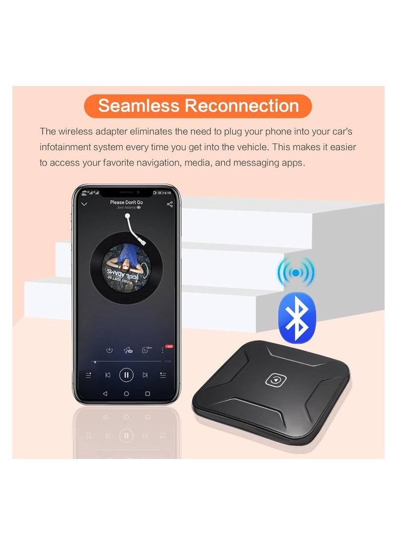 Captaintech in 1 Android Auto & Carplay Wireless Adapter, Wireless Carplay Adapter for Phone, Plug & Play, 5GHz WiFi Wireless CarPlay Android Auto Streaming Box for Car Models 2015-2023, Fast Connecting  - Image 2