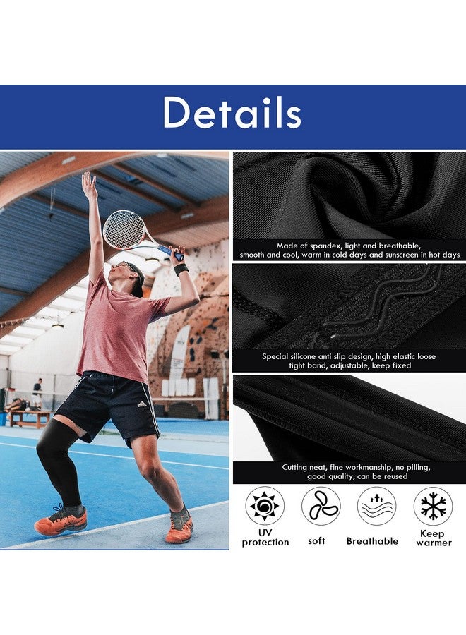 Skylety Leg Sleeves Compression Long Knee Sleeve UV Preserve for Men Women Sport Basketball Football (Black,6 Pieces) - Image 1