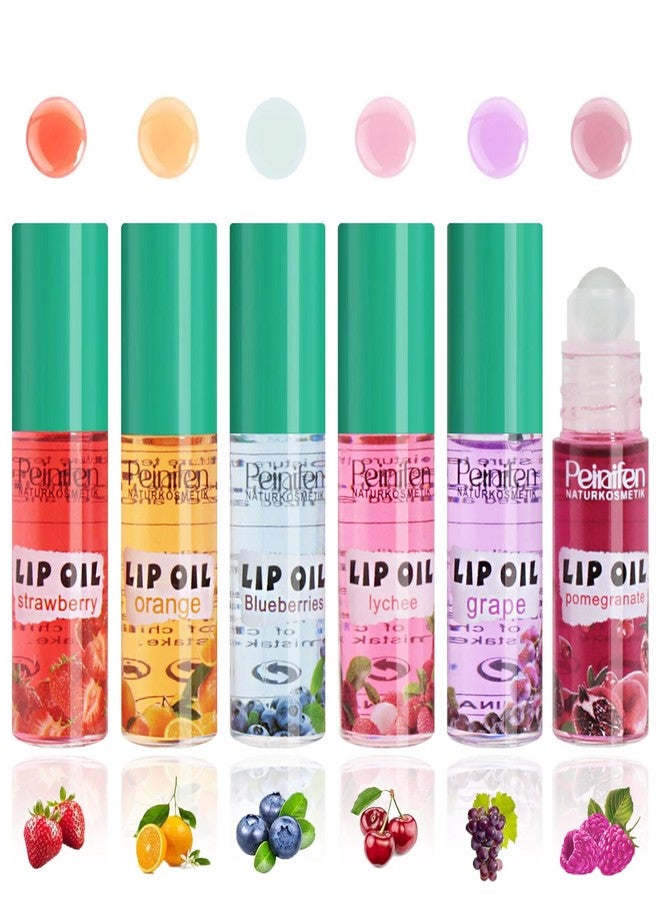Dulele 6Pcs Roll-On Lip Oil Set, Fruit Flavored Lip Gloss Set for Girls - Image 1
