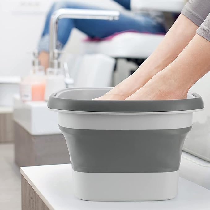 ALINK Collapsible Foot Bath Basin with Handle 15L4 Gallons Massaging Tub for Foot Soaking Pedicure Gray - Image 5