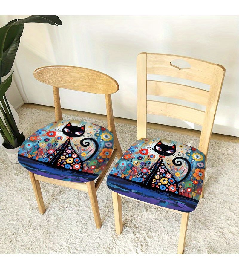 4pcs Black Floral Kitchen Chair Covers Dining Cushions Home Decor - Image 4
