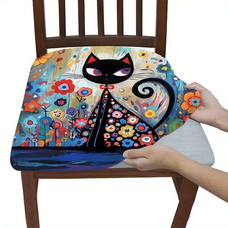 4pcs Black Floral Kitchen Chair Covers Dining Cushions Home Decor - Image 2