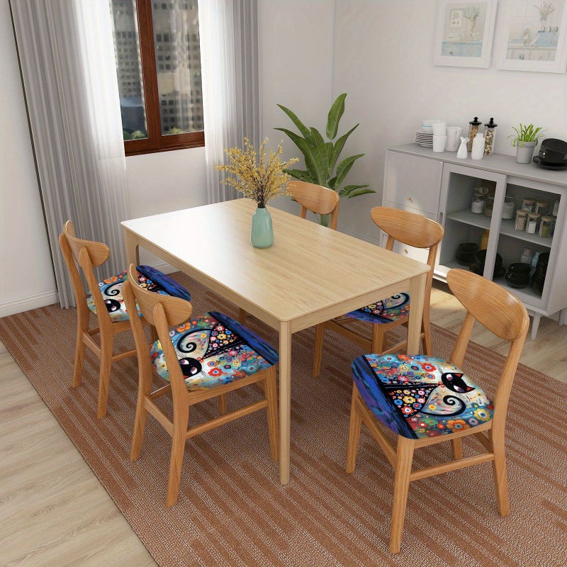 4pcs Black Floral Kitchen Chair Covers Dining Cushions Home Decor - Image 3