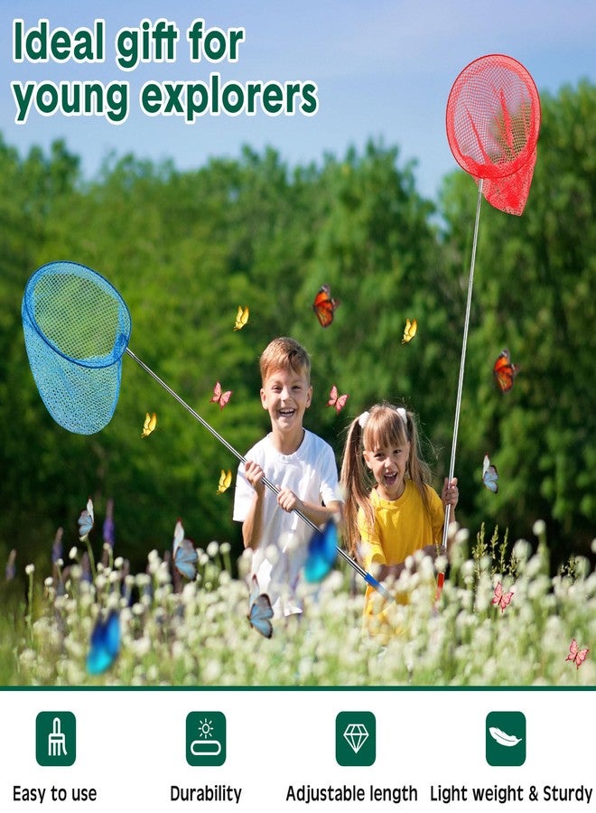 Arrowbash 48 Pcs Kids Butterfly Fishing Nets Bulk Colorful Telescopic Butterfly Fishing Nets with Stainless Steel Pole Handle 34 Inch with 20 Pcs Plastic Insect Bottle Nature Exploration Toys - Image 4