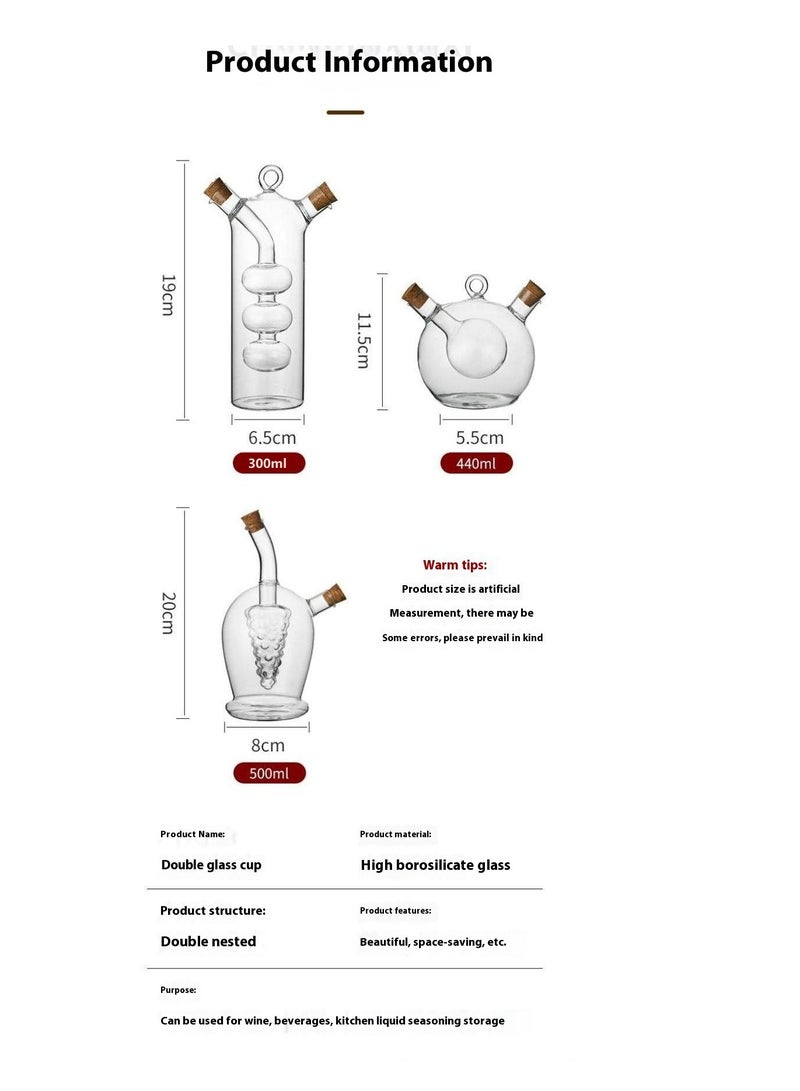 Bluejw زجاجة زيت الزيتون والخل 2 في 1 مع سدادات فلين وصنبور مزدوج 500 مل - Image 5