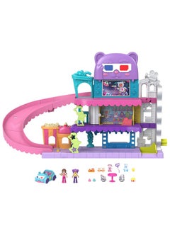 Polly Pocket Pollyville Dolls & Playset, Drive-In Movie Theater With 2 Micro Dolls, 1 Toy Car & 11 Accessories  - Image 1