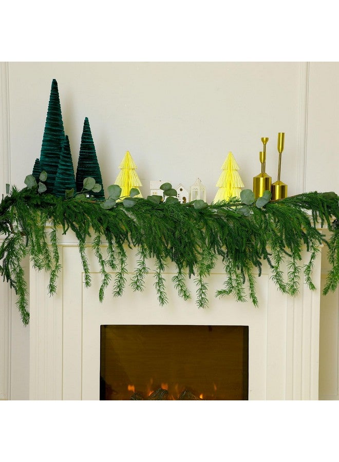 Cindeer Christmas Garlands Norfolk Pine Garland Realistic Artificial Faux Greenery Garland Cedar Garland for Mantle Holiday Indoor Outdoor Fireplace Winter Christmas Decorations(1 Pcs,9 Feet) - Image 5