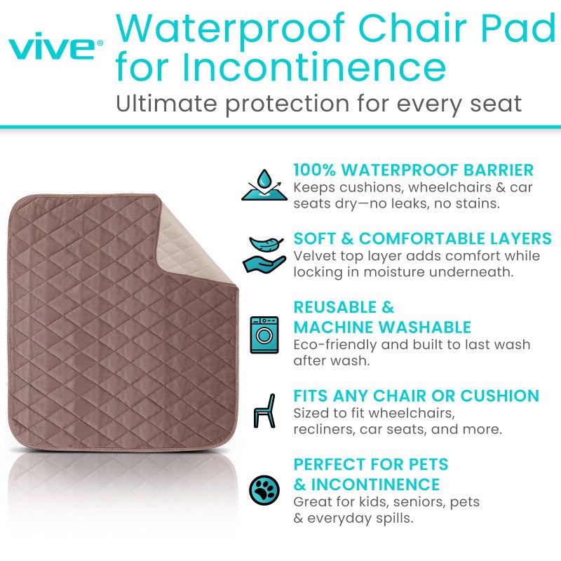 Sures Waterproof Chair Pads for Incontinence (22" x 21") - Washable, Waterproof Seat Protector - Chair Protector Seat Cover - Absorbent Pad for Bed, Seat, Car, Wheelchair & Recliner (Brown, 2 Pack) - Image 2