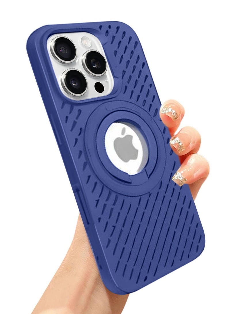 Wtech Apple iPhone 16 Pro Max 2024 Premium Silicone Magsafe with Ring Finger Grip Case Cover - Navy Blue - Image 4