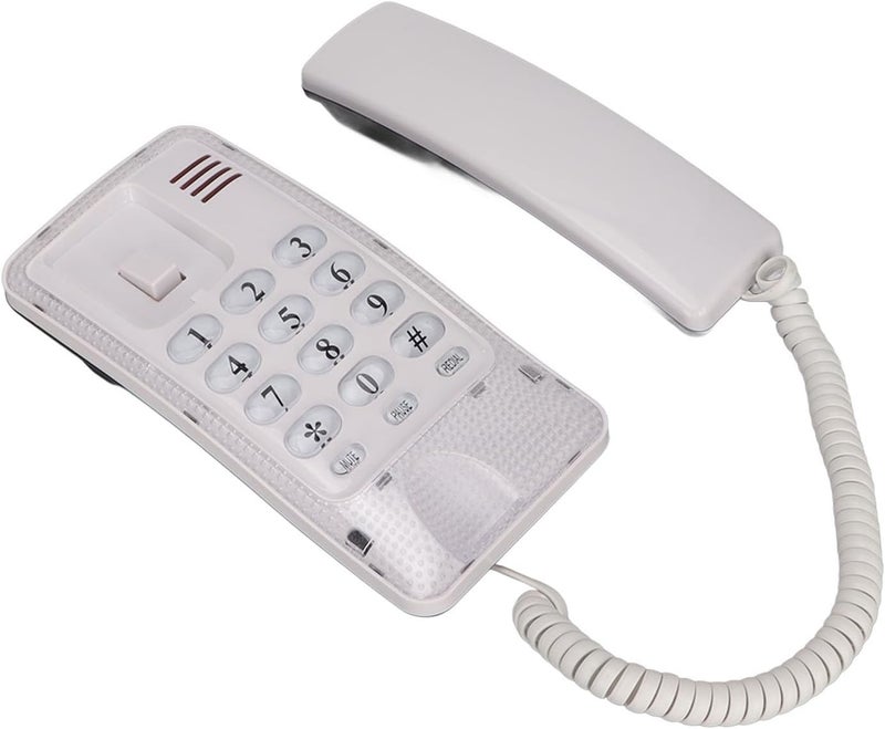 Wall Mounted Home Phone Corded Telephone with Redial for Home Office Hotel,ABS Material (White) - Image 4