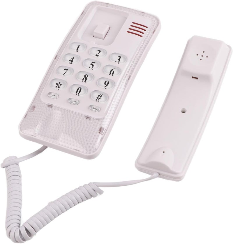 Wall Mounted Home Phone Corded Telephone with Redial for Home Office Hotel,ABS Material (White) - Image 1