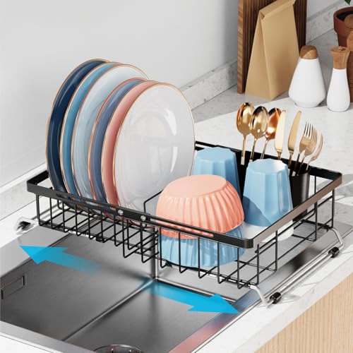 iSPECLE Over Sink Dish Drying Rack  Expandable Capacity Dish Rack for Kitchen Counter Fits Any Sink Type 12169 L x 118 W Black